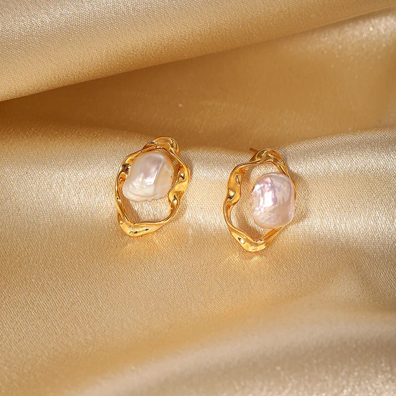 Baroque Pearl Stud Earrings