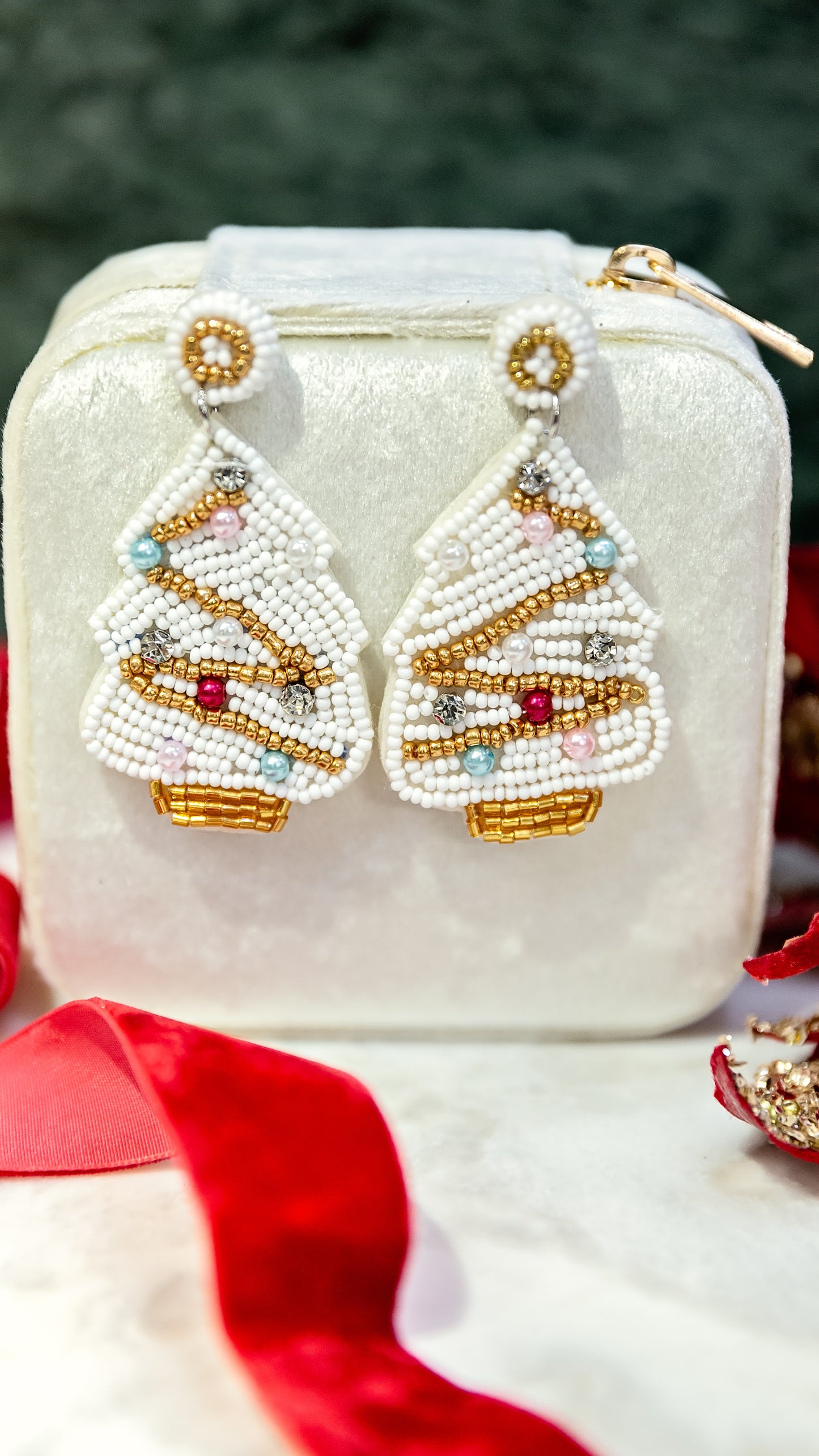 White Christmas Statement Earrings
