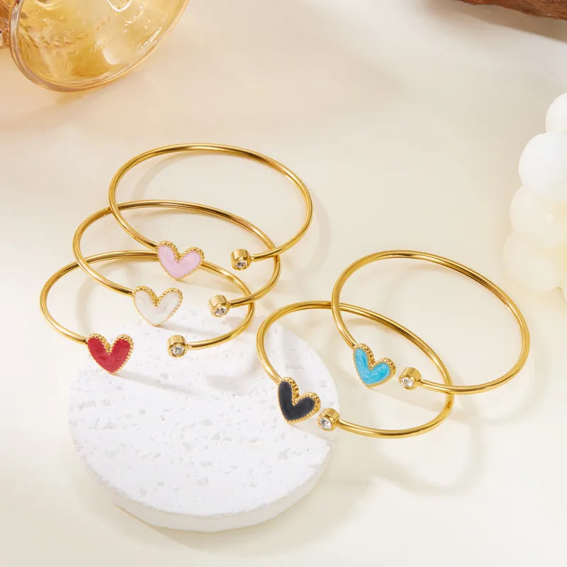 Enamel Heart Open Cuff