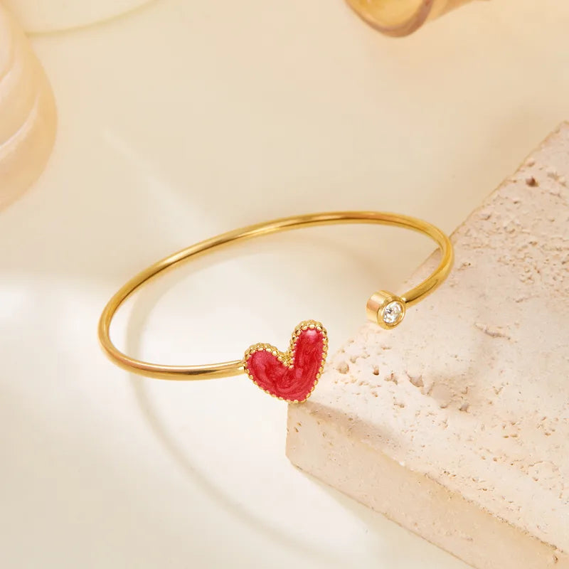 Enamel Heart Open Cuff
