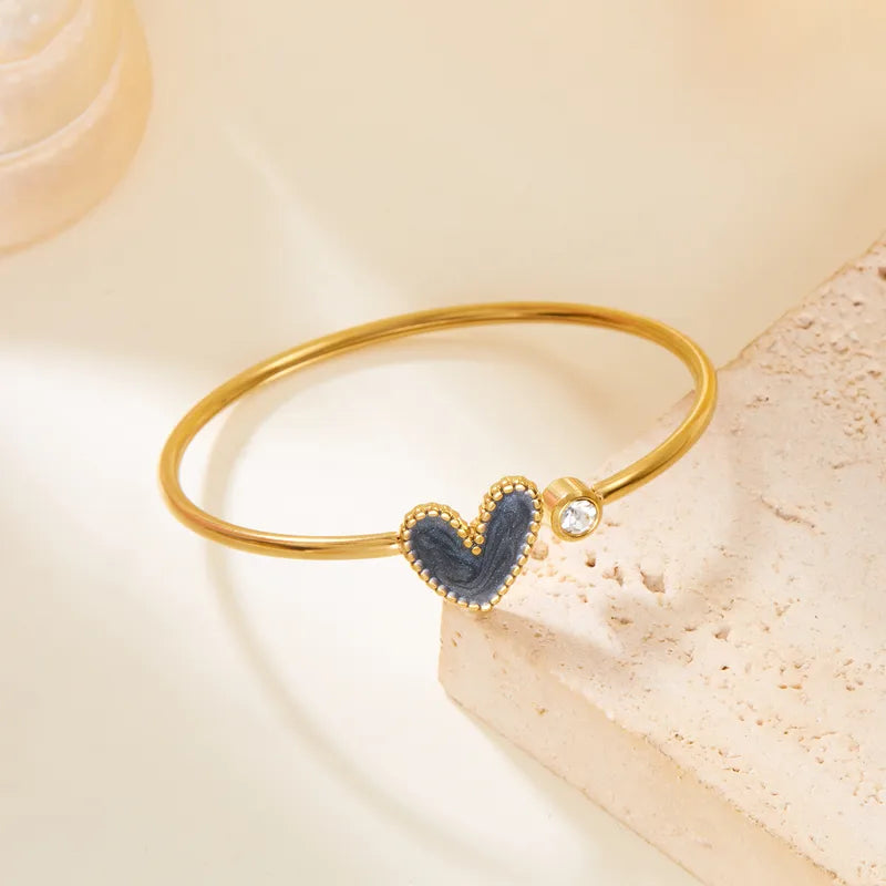 Enamel Heart Open Cuff