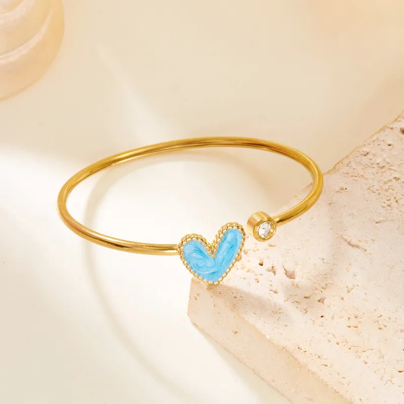 Enamel Heart Open Cuff