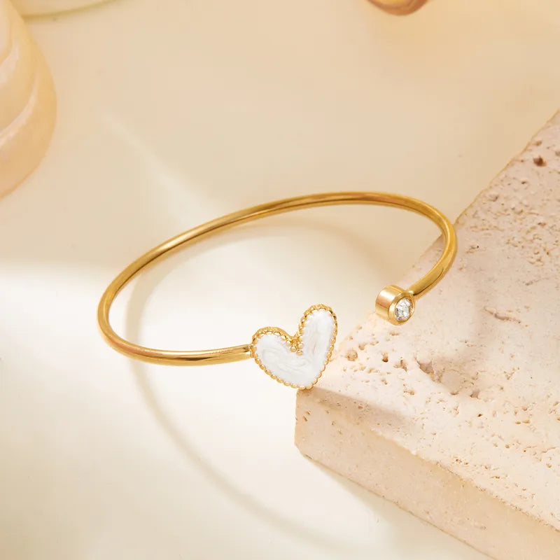 Enamel Heart Open Cuff