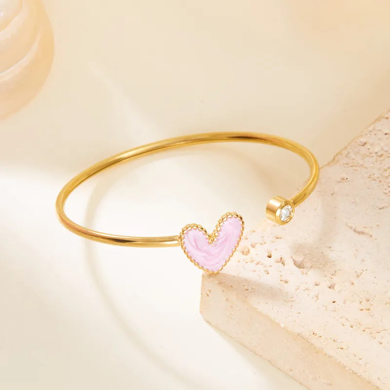 Enamel Heart Open Cuff