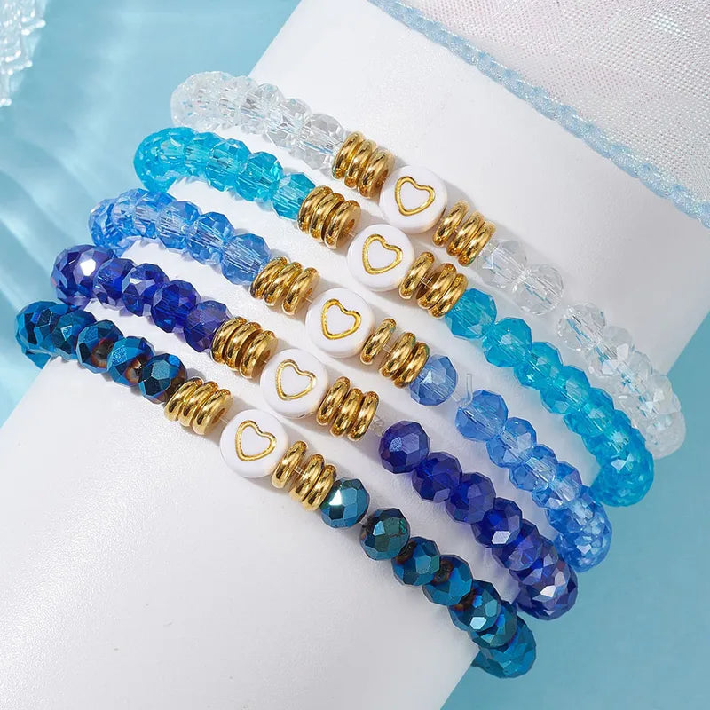 Glass Heart Bracelet Set
