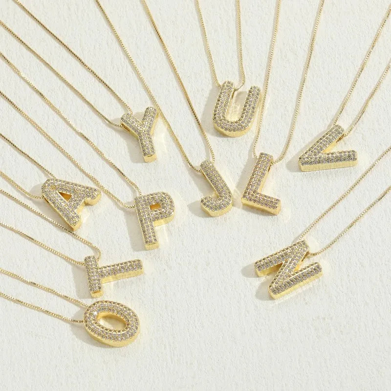 Block Letter Gold Pendant Necklace | Pre-Order