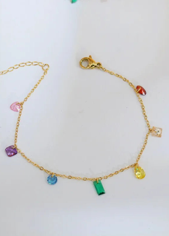 Rainbow Glass Bead Bracelet