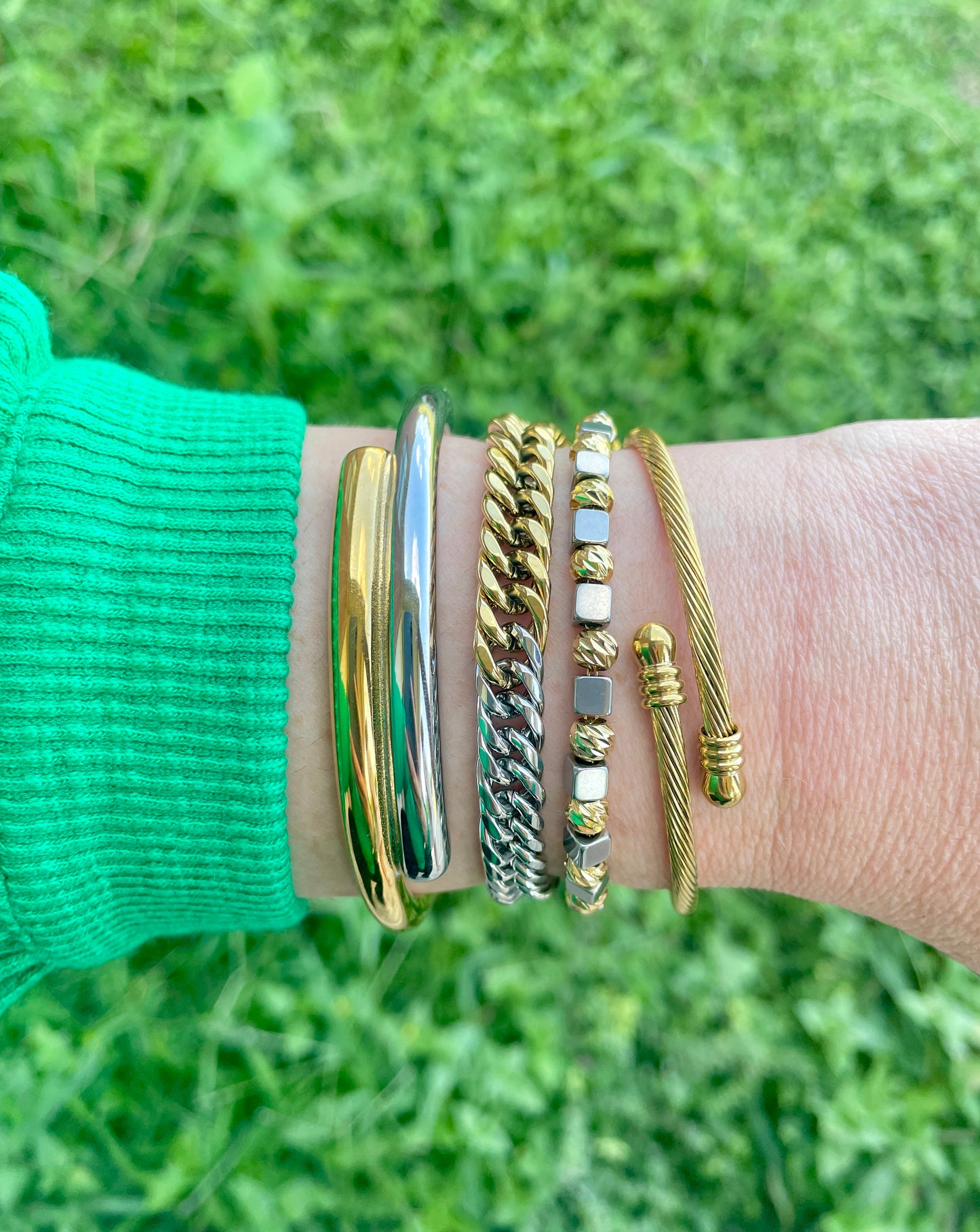 Polished Mixed Metal Cuff