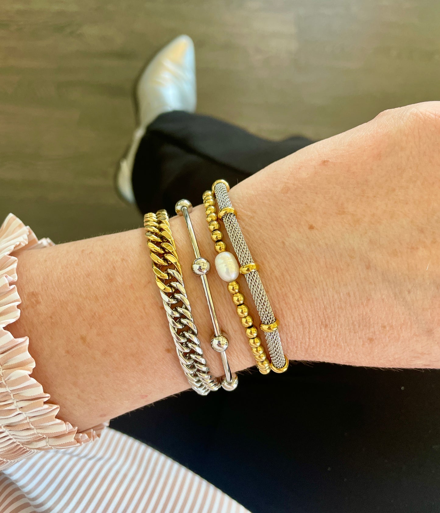 Two-Tone Cuban Chain Link Bracelet