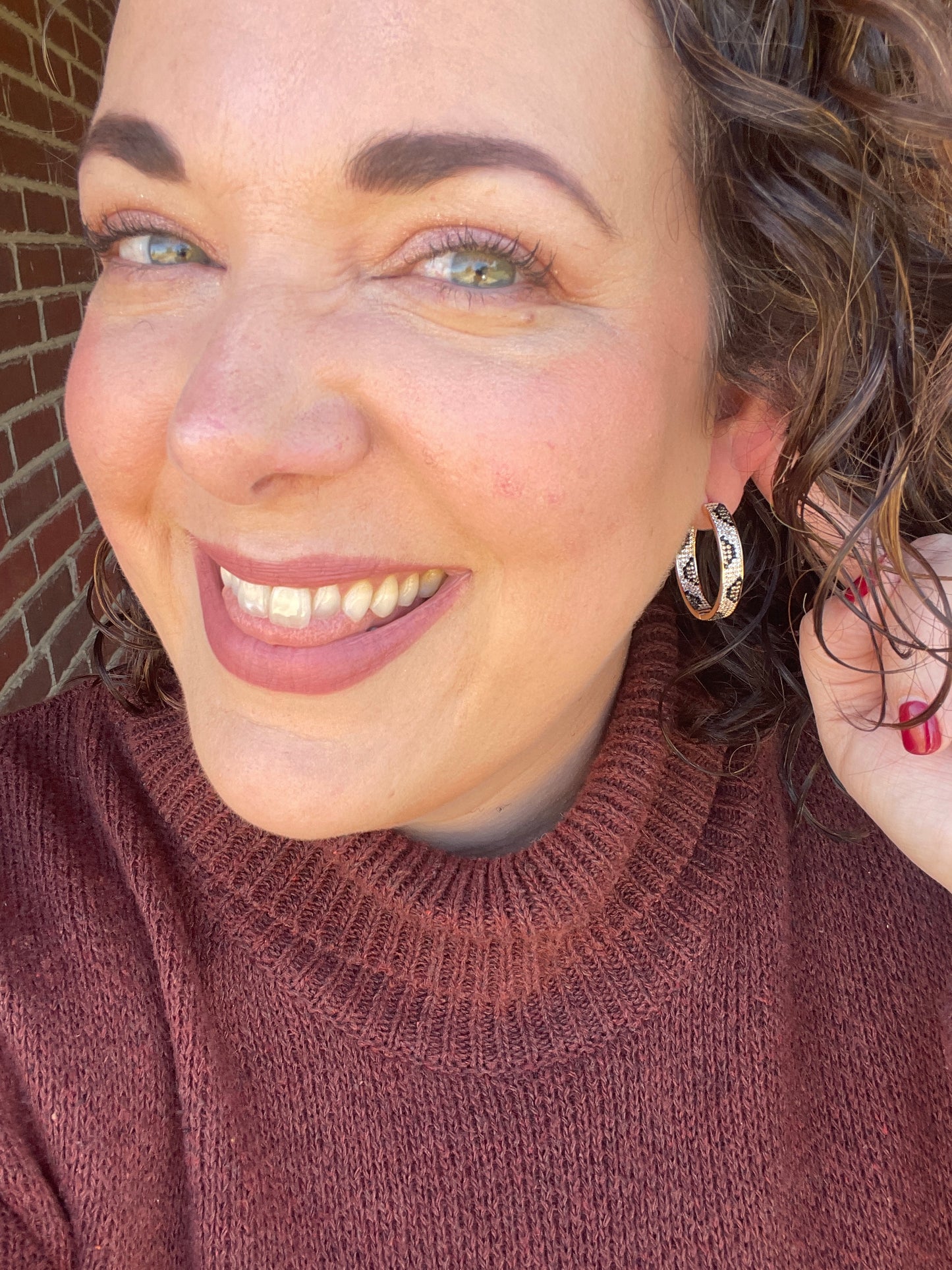 Leopard Print Pavé Hoops