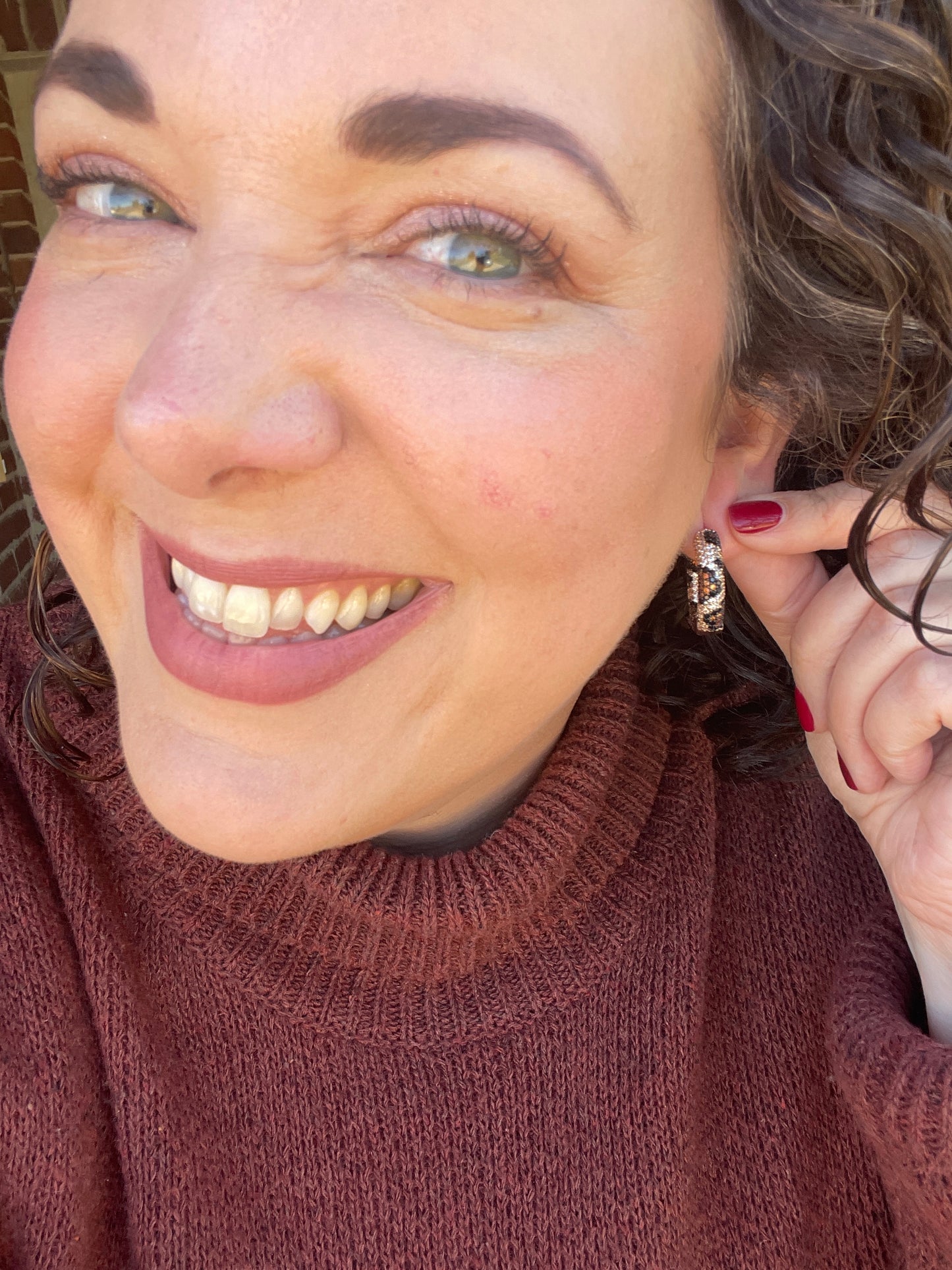 Leopard Print Small Pavé Hoops | Pre-Order