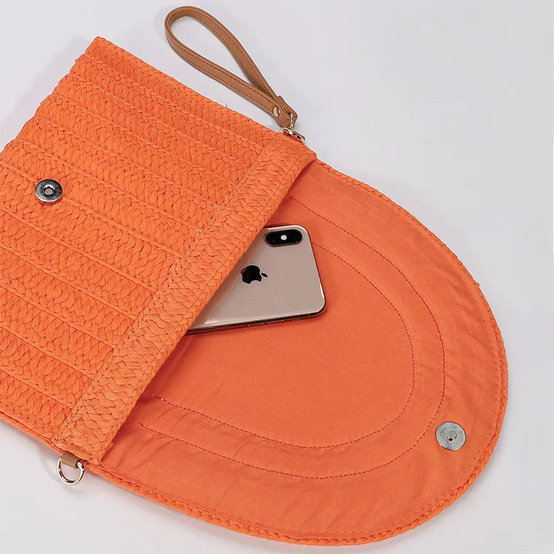 Raffia Fold Over Clutch