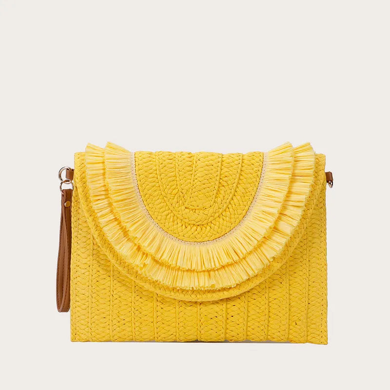 Raffia Fold Over Clutch