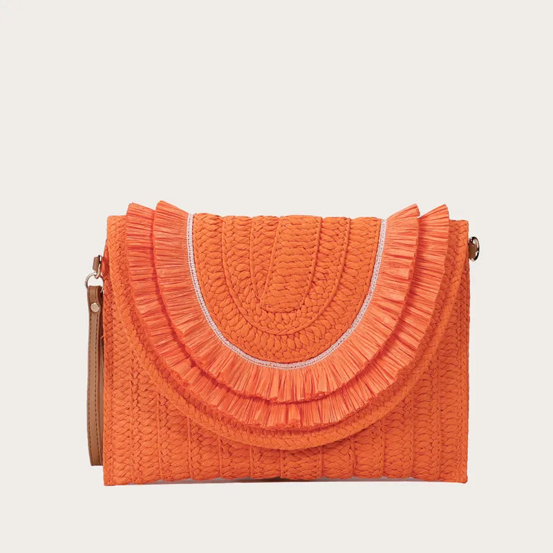Raffia Fold Over Clutch