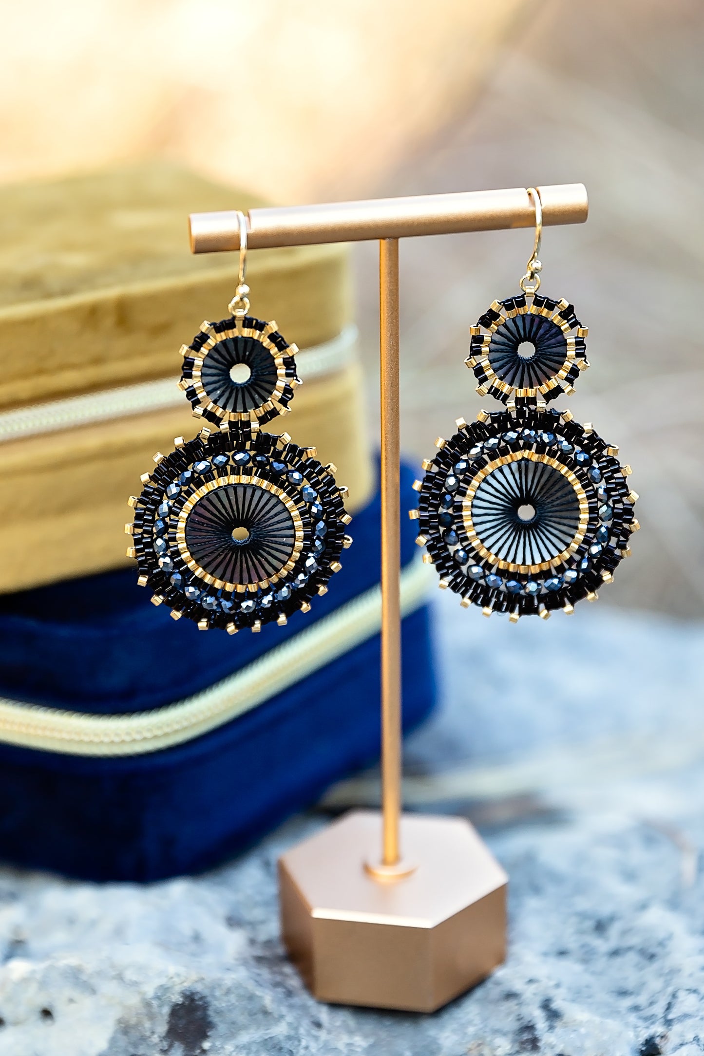Sierra Seed Bead Earrings in Black