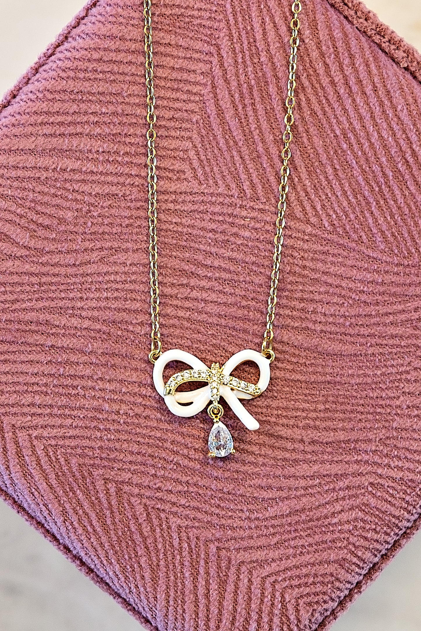 Emma Enamel Bow Necklace | Final Sale