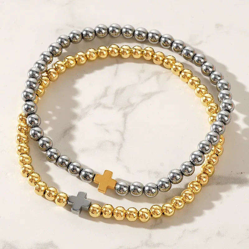 Casual Beaded Cross Bracelet