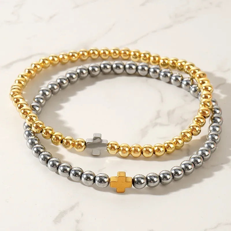 Casual Beaded Cross Bracelet