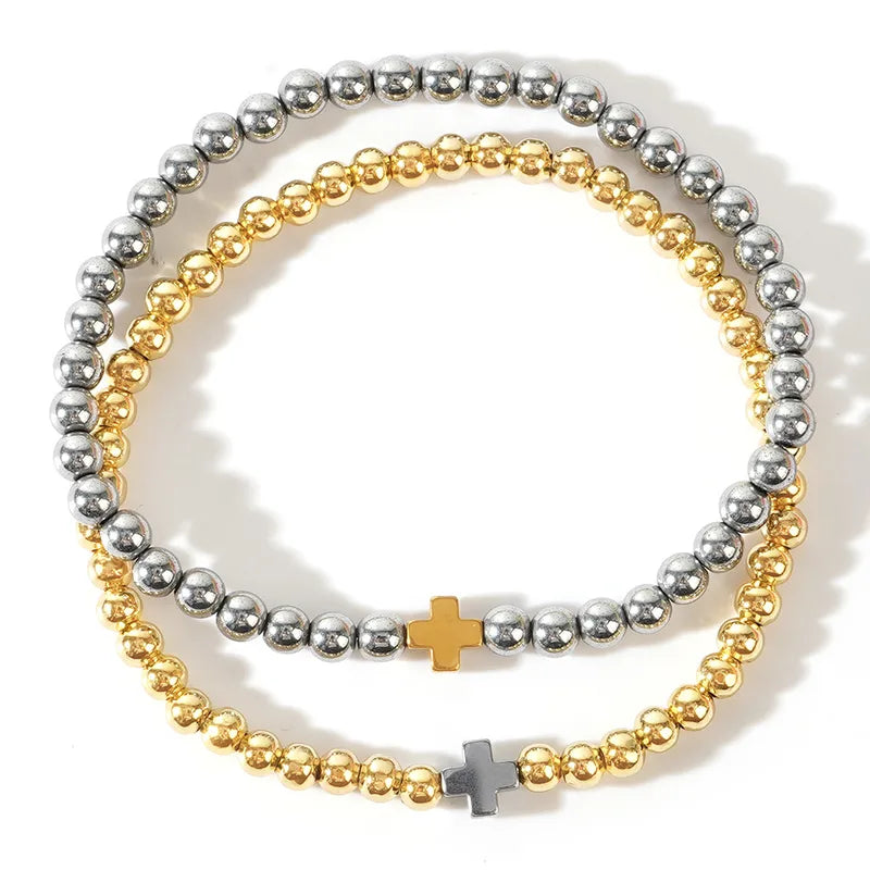 Casual Beaded Cross Bracelet