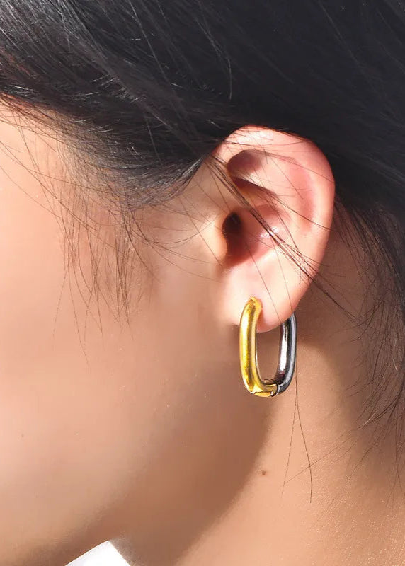 Polished Mixed Metal Hoops