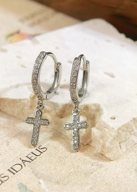 Cross Huggie Hoops