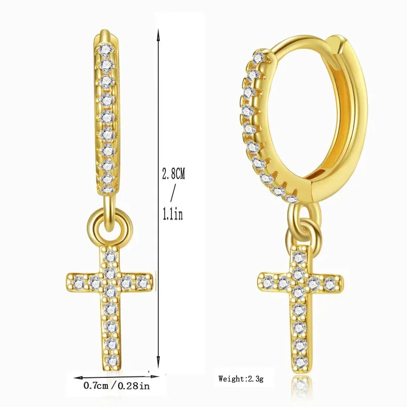 Cross Huggie Hoops