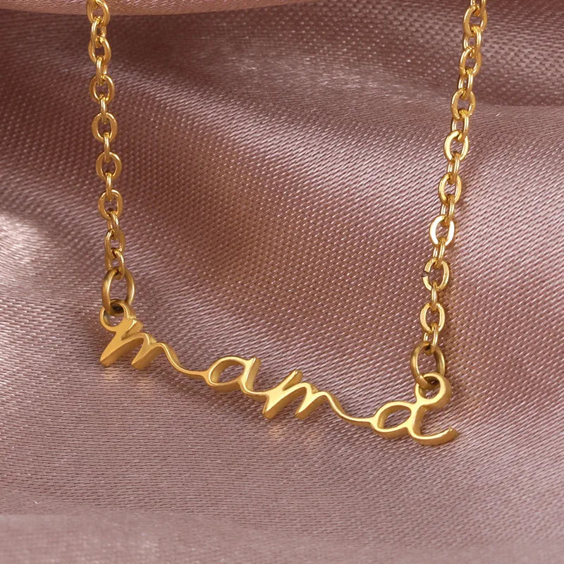 Dainty Cursive Mama Necklace