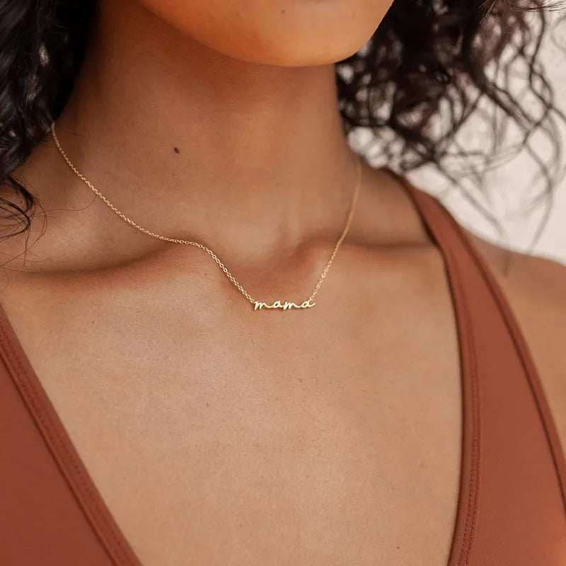 Dainty Cursive Mama Necklace