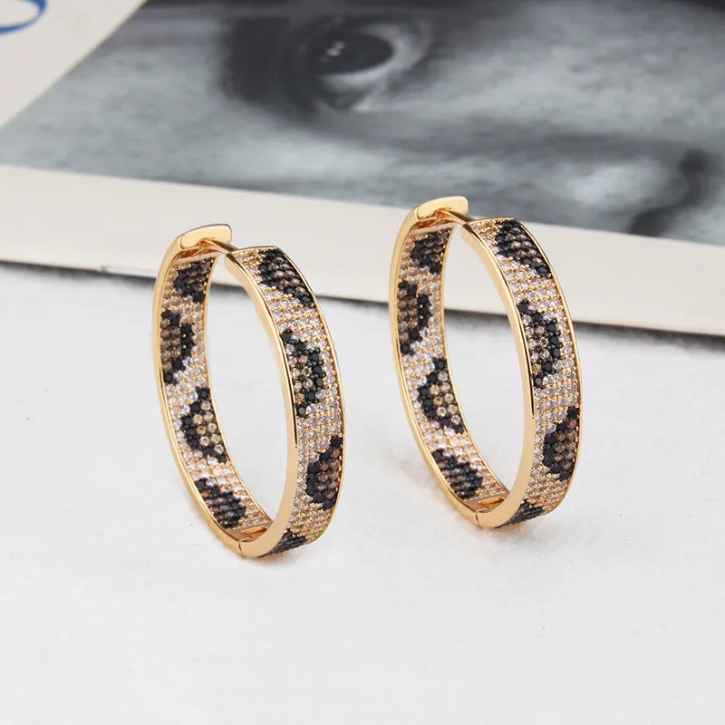 Leopard Print Pavé Hoops
