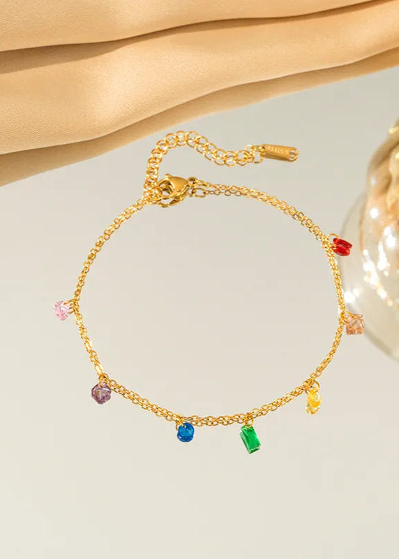 Rainbow Glass Bead Anklet