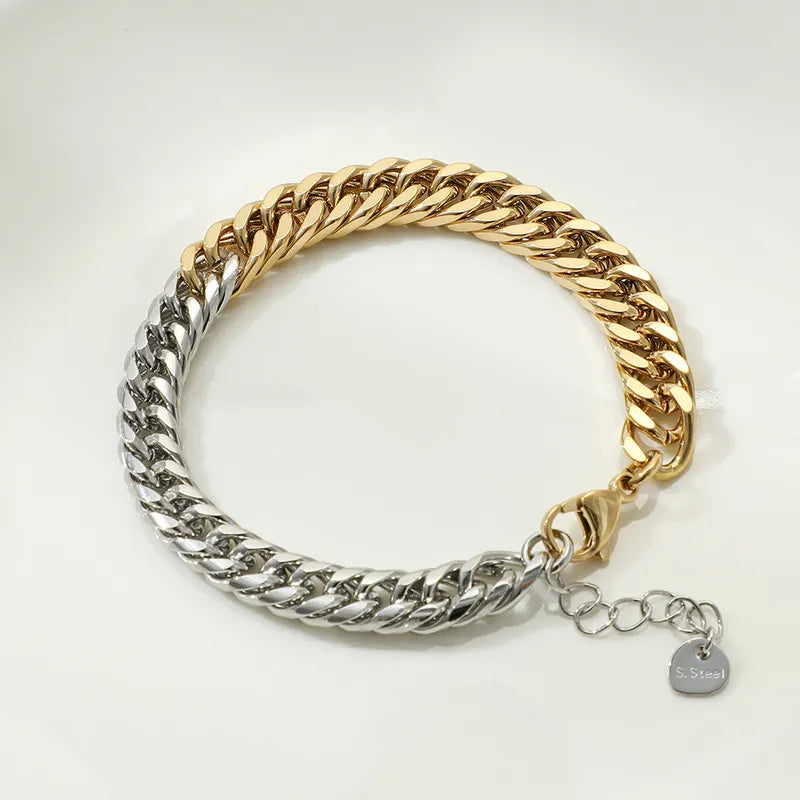 Two-Tone Cuban Chain Link Bracelet