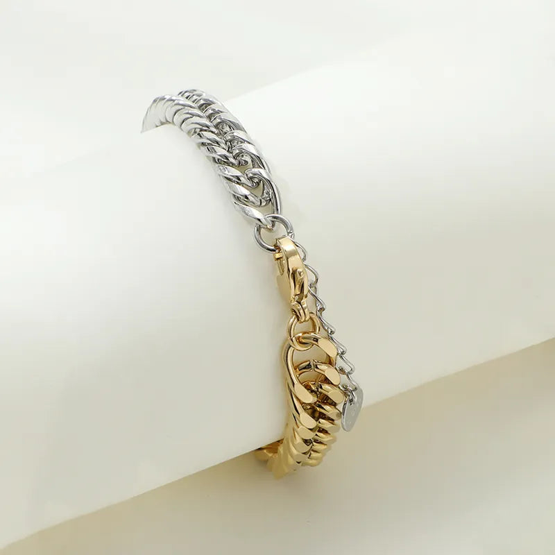 Two-Tone Cuban Chain Link Bracelet