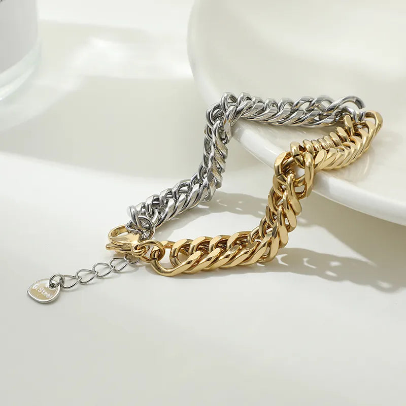 Two-Tone Cuban Chain Link Bracelet
