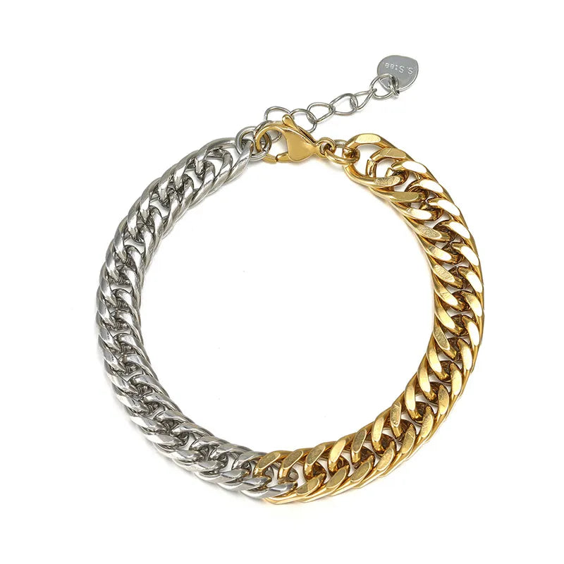 Two-Tone Cuban Chain Link Bracelet