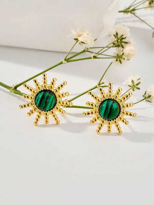 Malachite Stud Earrings (Pre-Order)