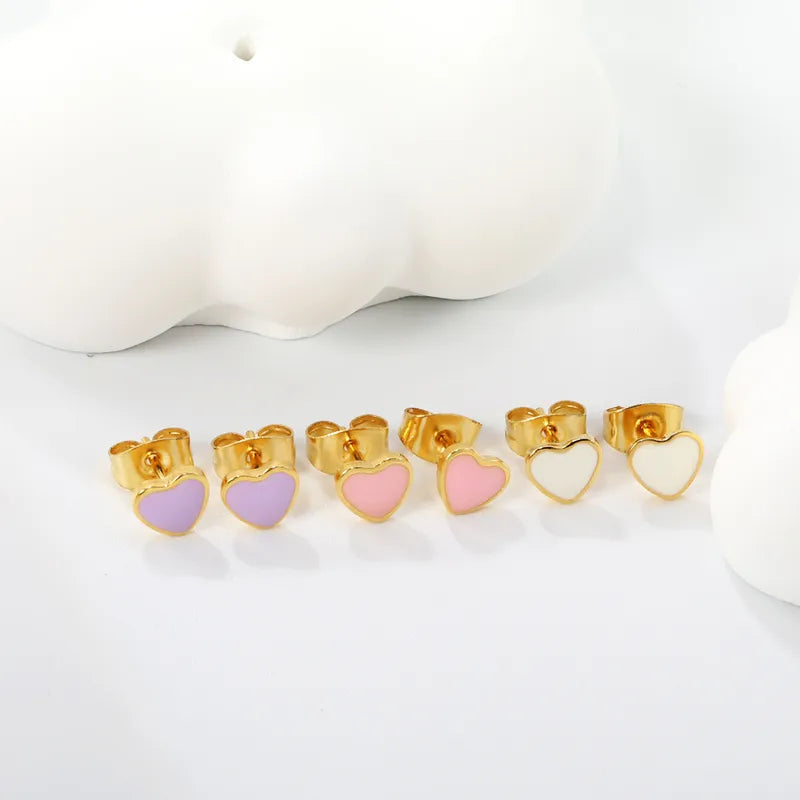 Enamel Heart Stud Trio (Pre-Order)