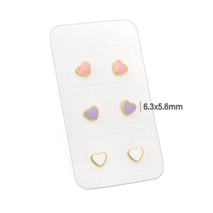 Enamel Heart Stud Trio (Pre-Order)