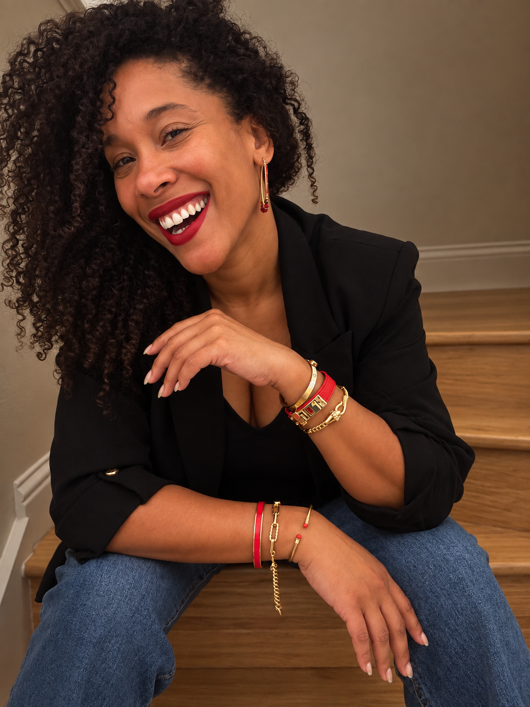 VEITA Jewelry Alchemy Collection Fall 2026 styled on model with layered gold jewelry
