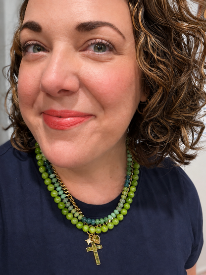 VEITA Jewelry Arden Necklace styled in a colorful layered necklace look
