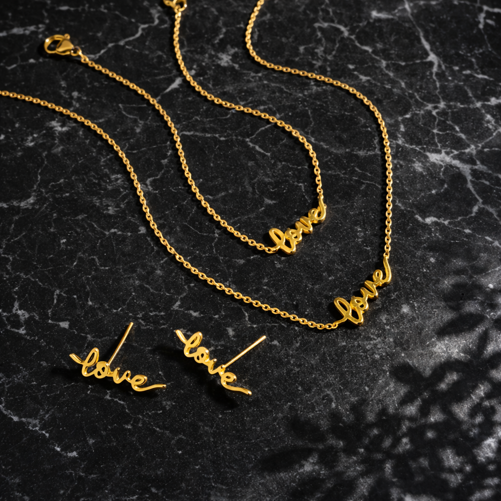 Delicate Love Script Studs