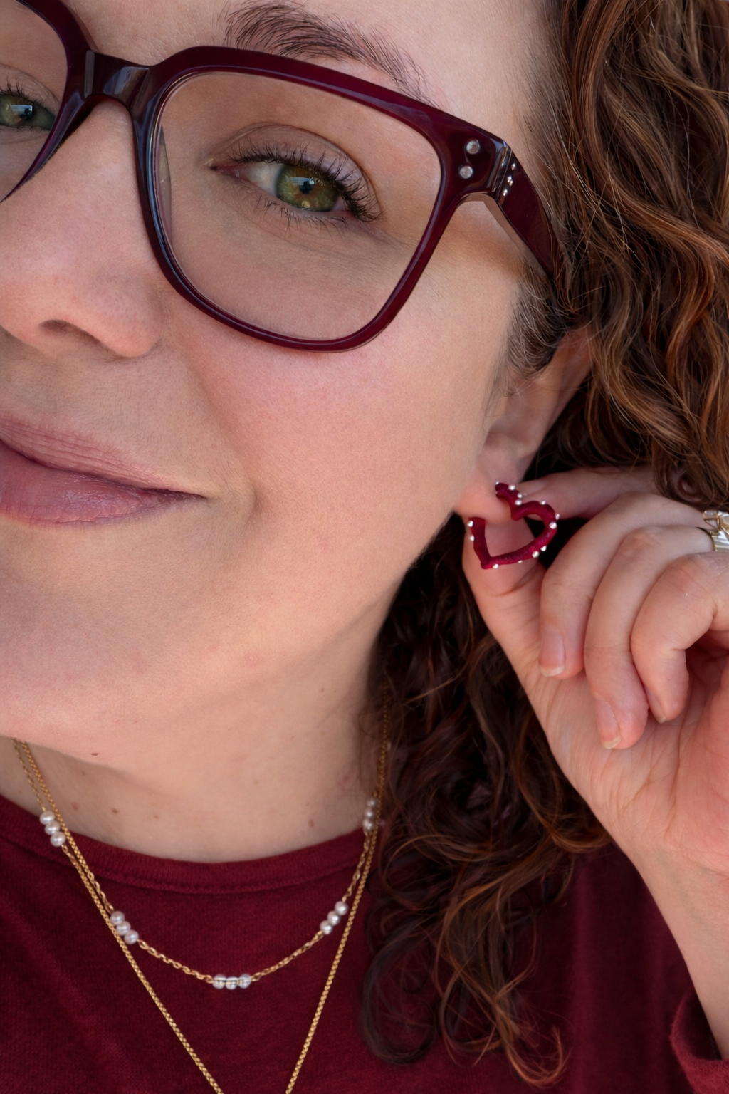 Red Velvet Heart Hoops