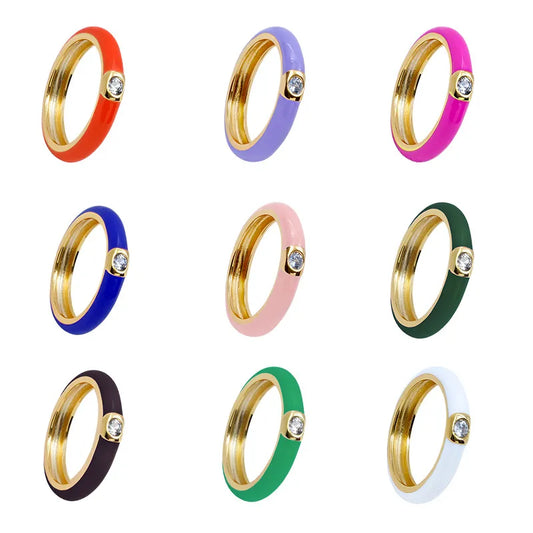 Bermuda CZ Enamel Ring (Pre-Order)