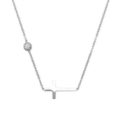 Cross Necklace w CZ Stone (Pre-Order)