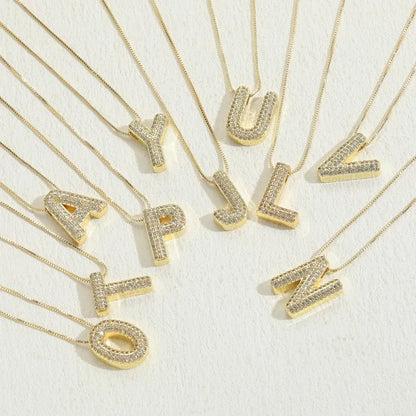 Block Letter Gold Pendant Necklace (Pre-Order)