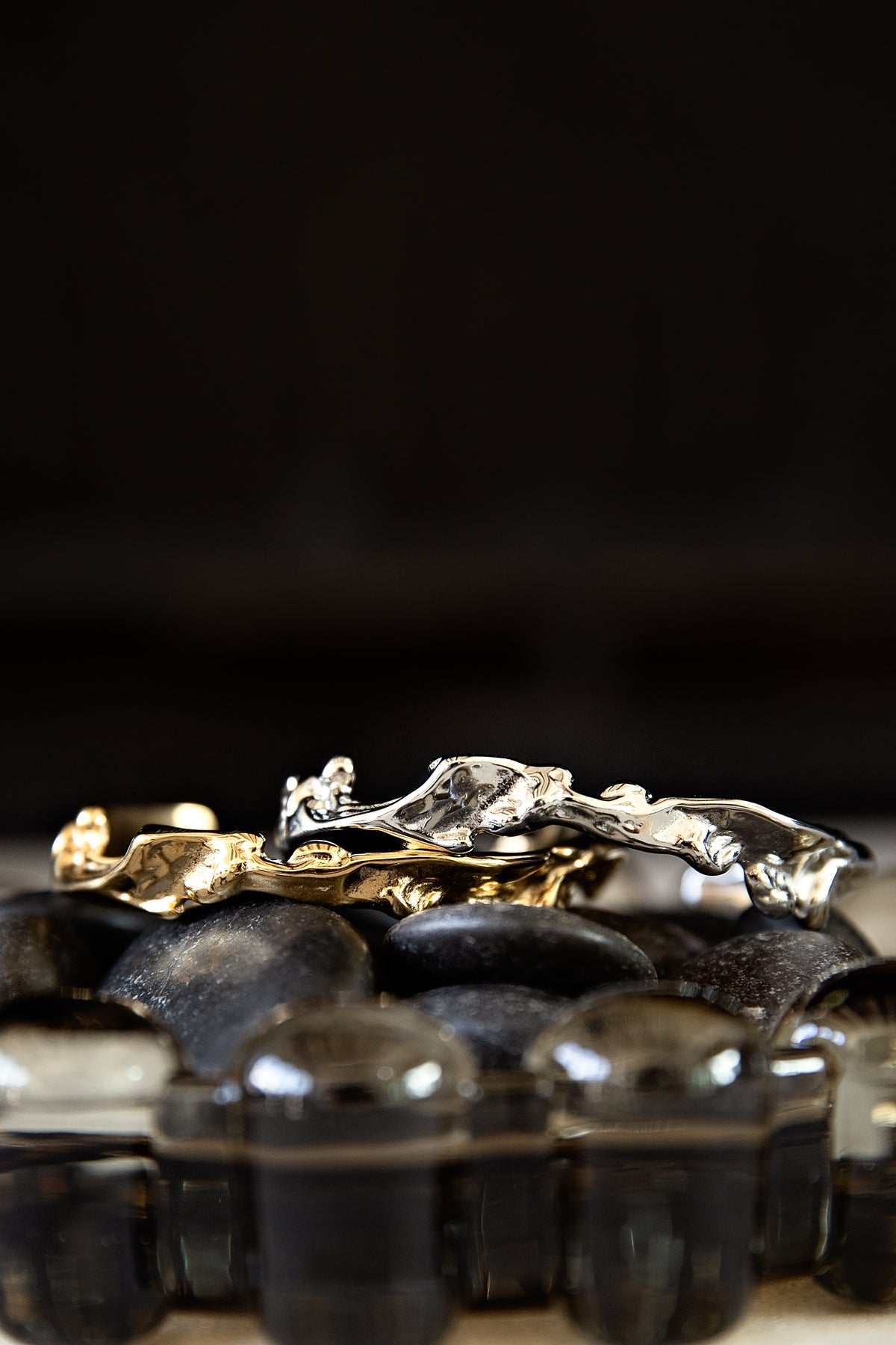 Close-up of VEITA Jewelry mixed metal bracelet featuring polished gold and silver details