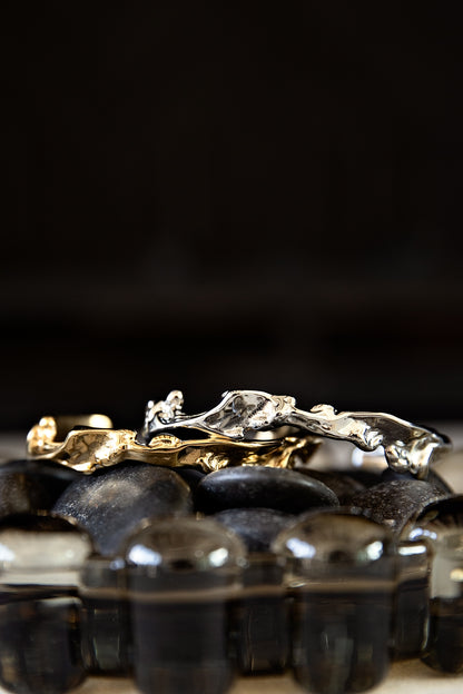 Close-up of VEITA Jewelry mixed metal bracelet featuring polished gold and silver details