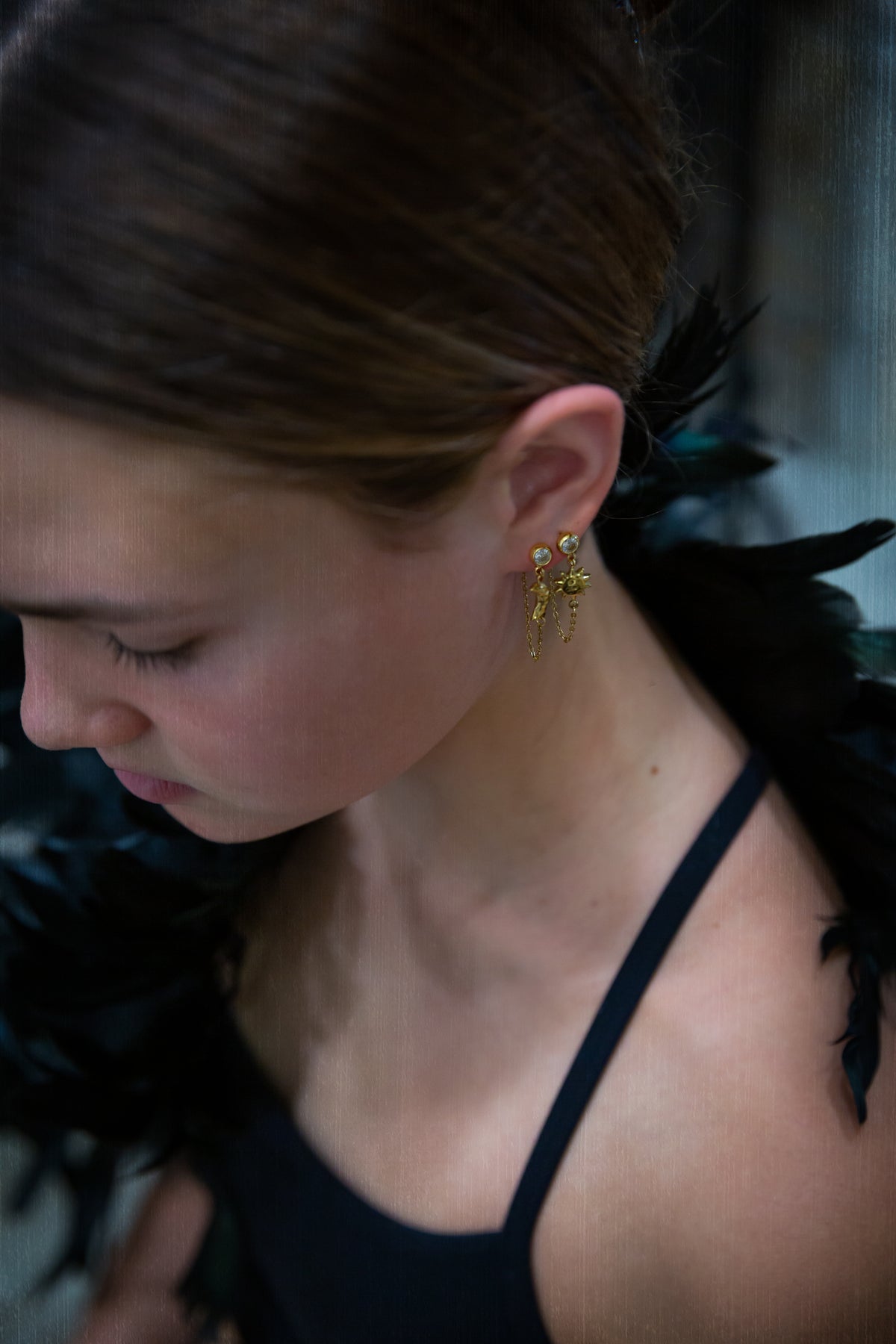 Sun & Moon Chain Earrings