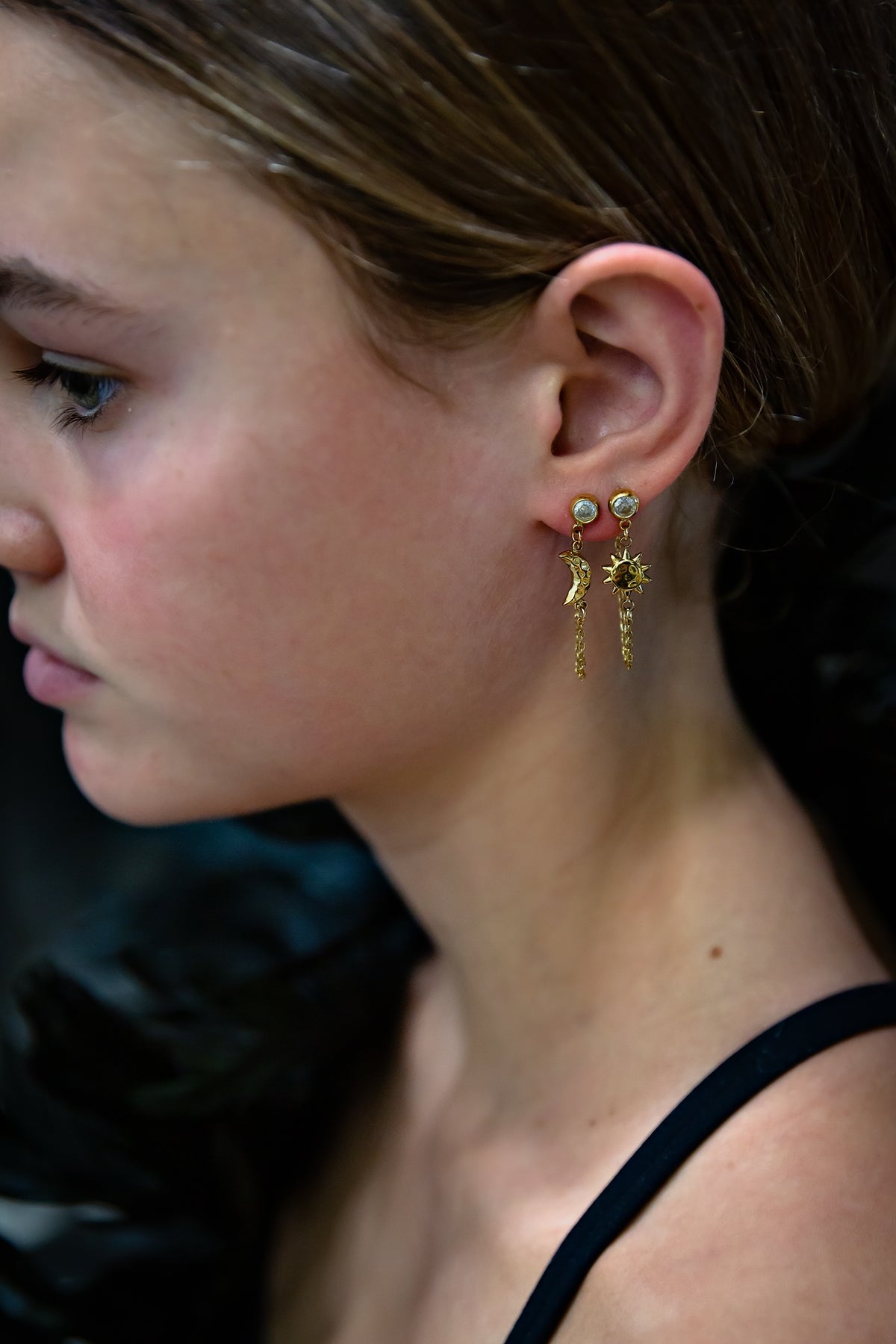 Sun & Moon Chain Earrings