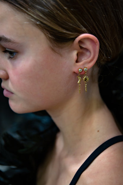Sun & Moon Chain Earrings