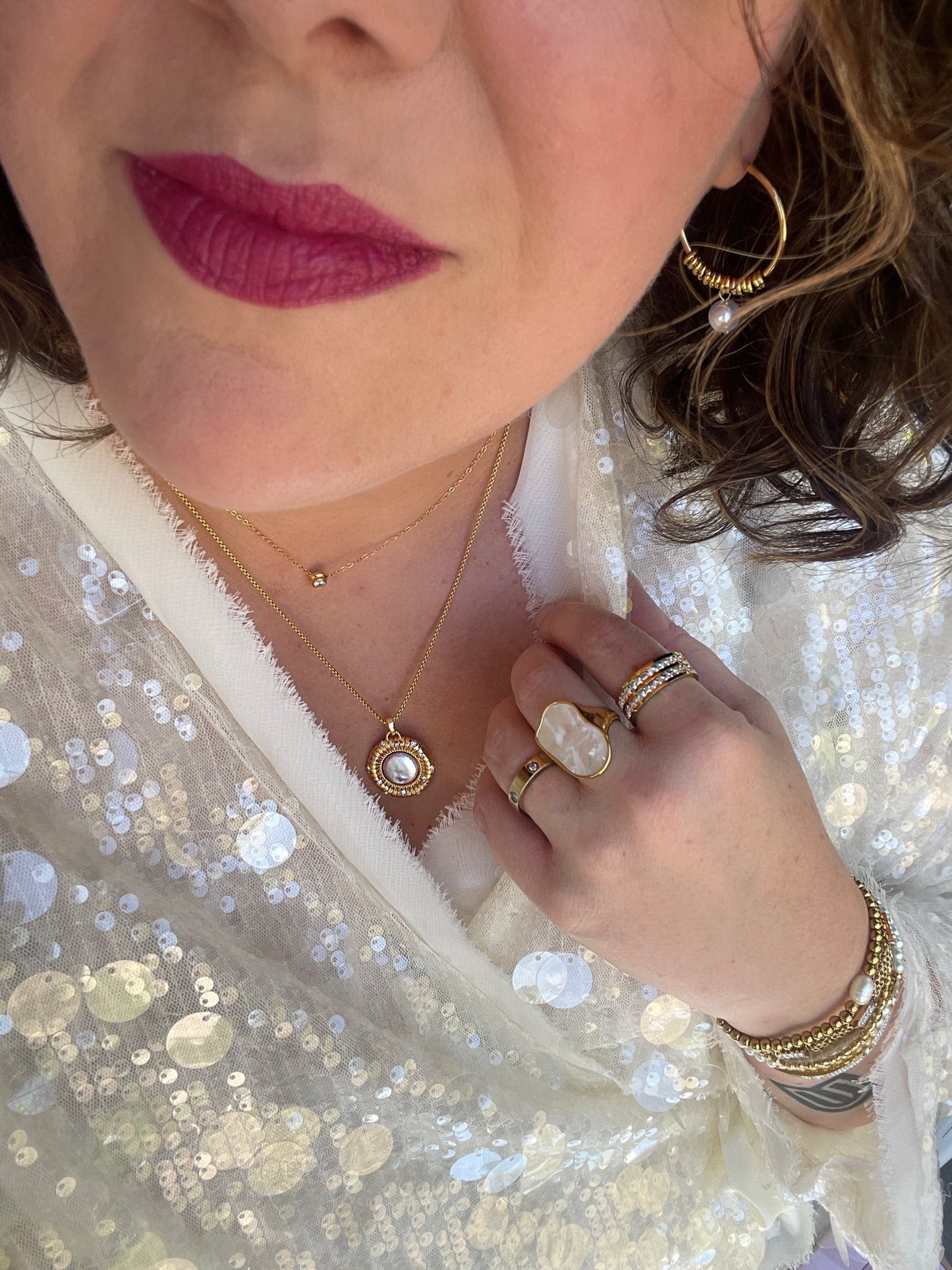 Mother of Pearl Statement Ring